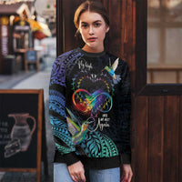 Polynesian Cancers Awareness Ugly Christmas Sweater Hummingbird - Fly High Until We Meet Again LT7 - Polynesian Pride