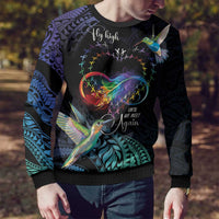 Polynesian Cancers Awareness Ugly Christmas Sweater Hummingbird - Fly High Until We Meet Again LT7 - Polynesian Pride
