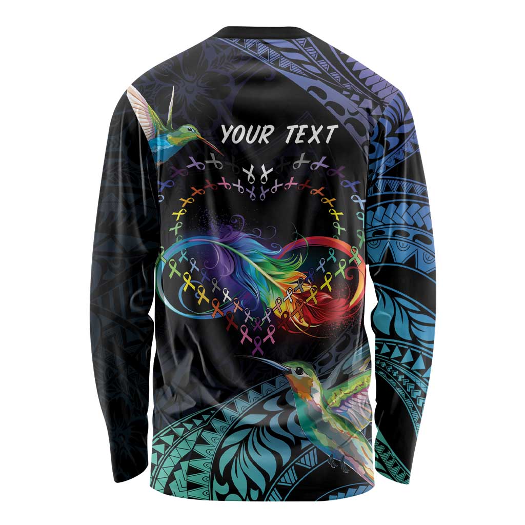 Polynesian Cancers Awareness Long Sleeve Shirt Hummingbird - Fly High Until We Meet Again LT7 - Polynesian Pride
