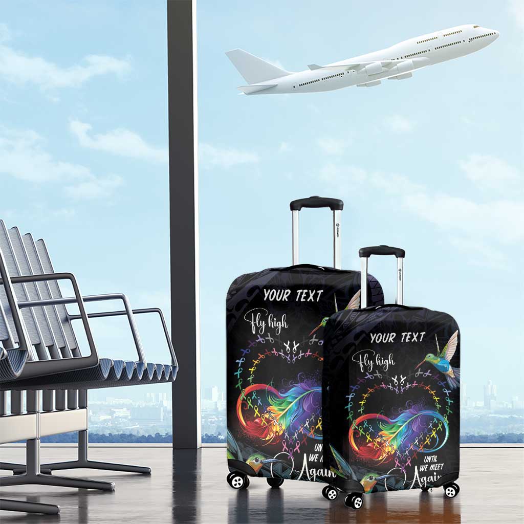 Polynesian Cancers Awareness Luggage Cover Hummingbird - Fly High Until We Meet Again LT7 - Polynesian Pride