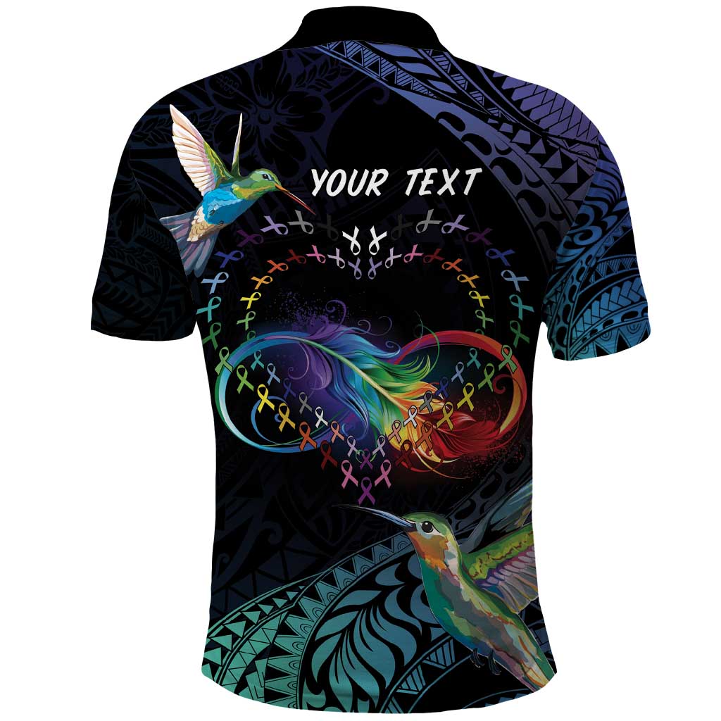 Polynesian Cancers Awareness Polo Shirt Hummingbird - Fly High Until We Meet Again LT7 - Polynesian Pride