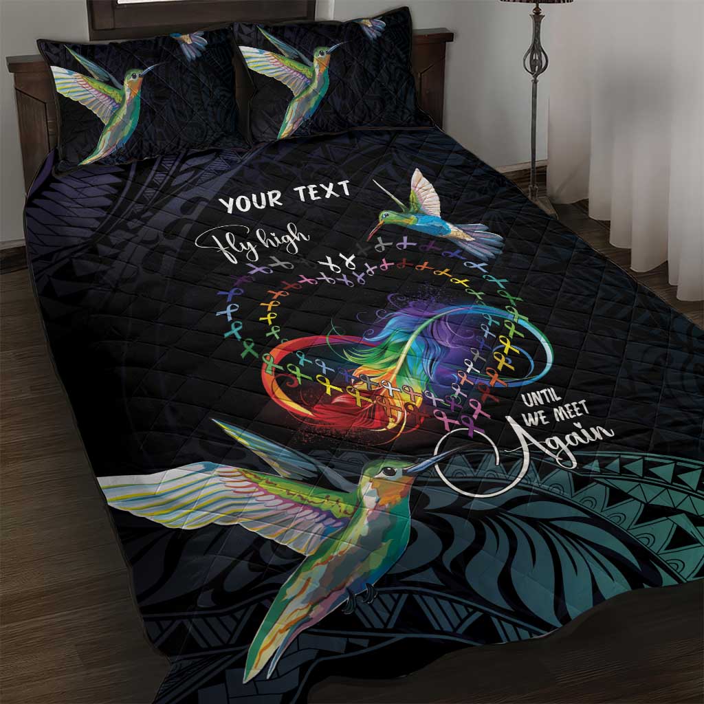 Polynesian Cancers Awareness Quilt Bed Set Hummingbird - Fly High Until We Meet Again LT7 Colorful - Polynesian Pride