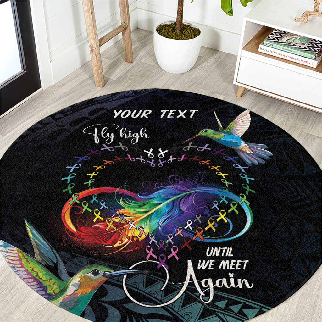 Polynesian Cancers Awareness Round Carpet Hummingbird - Fly High Until We Meet Again LT7 Colorful - Polynesian Pride