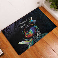 Polynesian Cancers Awareness Rubber Doormat Hummingbird - Fly High Until We Meet Again LT7 - Polynesian Pride