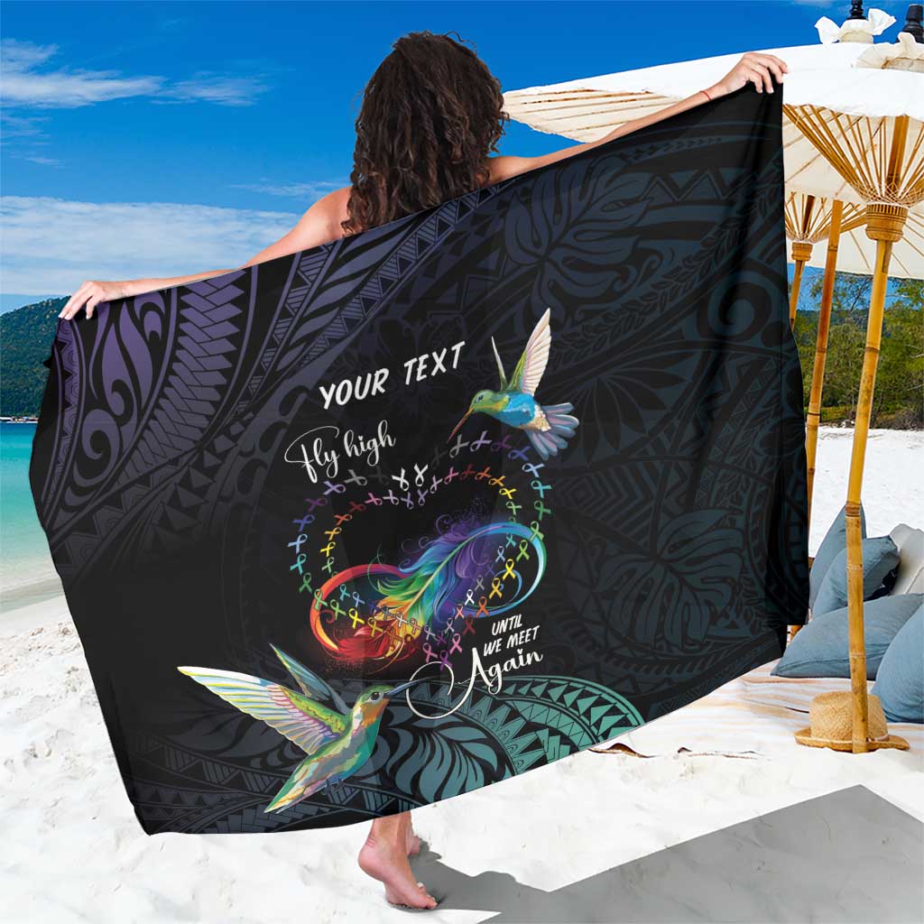 Polynesian Cancers Awareness Sarong Hummingbird - Fly High Until We Meet Again LT7 One Size 44 x 66 inches Colorful - Polynesian Pride