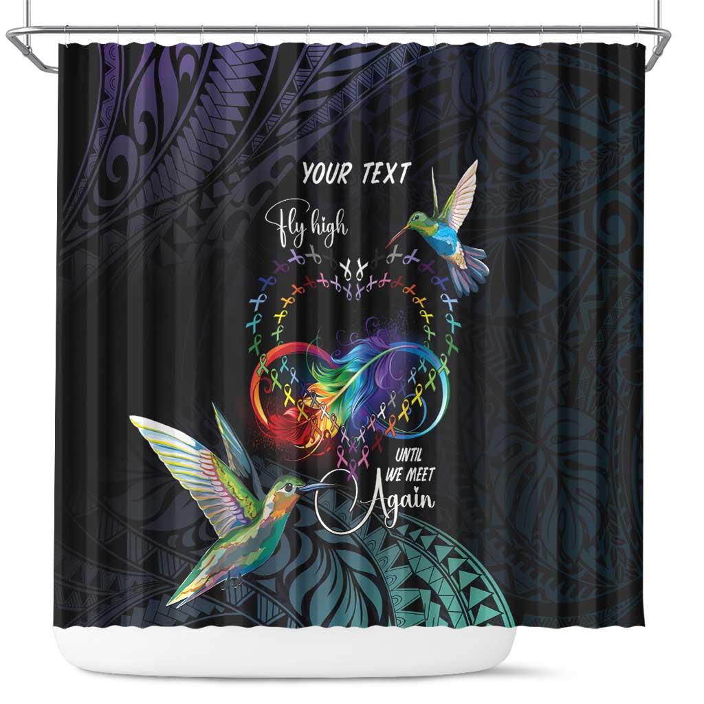 Polynesian Cancers Awareness Shower Curtain Hummingbird - Fly High Until We Meet Again LT7 Colorful - Polynesian Pride