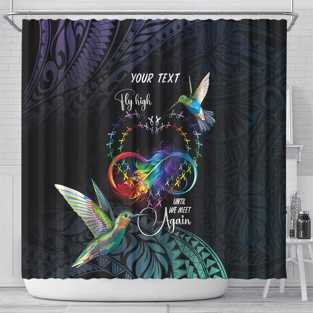 Polynesian Cancers Awareness Shower Curtain Hummingbird - Fly High Until We Meet Again LT7 - Polynesian Pride