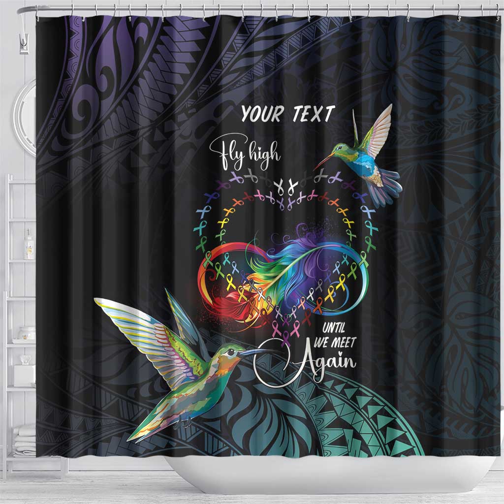 Polynesian Cancers Awareness Shower Curtain Hummingbird - Fly High Until We Meet Again LT7 - Polynesian Pride