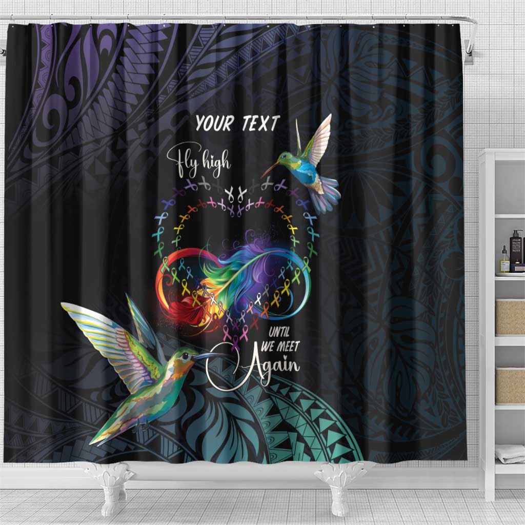 Polynesian Cancers Awareness Shower Curtain Hummingbird - Fly High Until We Meet Again LT7 - Polynesian Pride