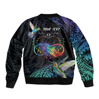 Polynesian Cancers Awareness Sleeve Zip Bomber Jacket Hummingbird - Fly High Until We Meet Again LT7 - Polynesian Pride