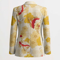 Beige Palaka Hawaii Aloha Blazer Koi Pond Mix Ilima Flowers LT7 - Polynesian Pride