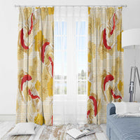 Beige Palaka Hawaii Aloha Window Curtain Koi Pond Mix Ilima Flowers LT7 - Polynesian Pride