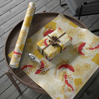 Beige Palaka Hawaii Aloha Wrapping Paper Koi Pond Mix Ilima Flowers LT7 - Polynesian Pride