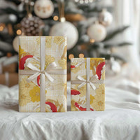 Beige Palaka Hawaii Aloha Wrapping Paper Koi Pond Mix Ilima Flowers LT7 - Polynesian Pride
