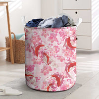 Pink Palaka Hawaii Aloha Laundry Basket Koi Pond Mix Sakura LT7 Pink - Polynesian Pride