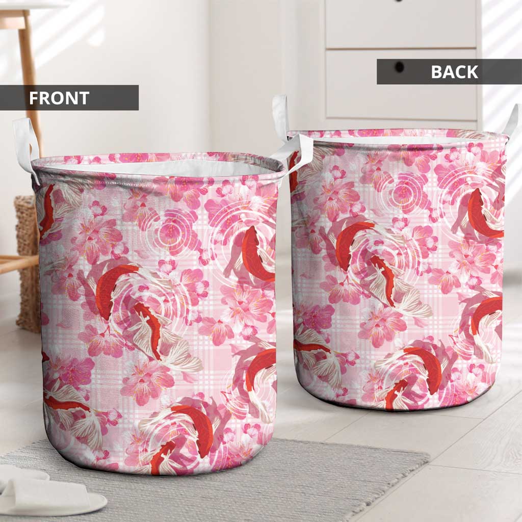 Pink Palaka Hawaii Aloha Laundry Basket Koi Pond Mix Sakura LT7 - Polynesian Pride