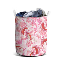 Pink Palaka Hawaii Aloha Laundry Basket Koi Pond Mix Sakura LT7 - Polynesian Pride