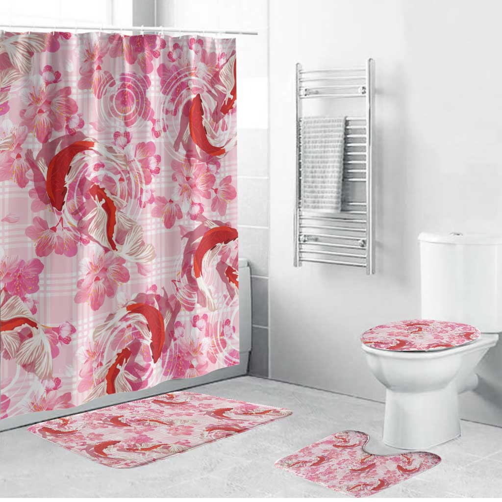 Pink Palaka Hawaii Aloha Bathroom Set Koi Pond Mix Sakura LT7 Bathroom Set (4 pcs) Pink - Polynesian Pride