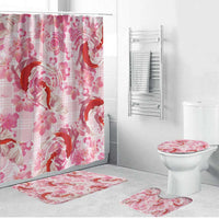 Pink Palaka Hawaii Aloha Bathroom Set Koi Pond Mix Sakura LT7 Bathroom Set (4 pcs) Pink - Polynesian Pride