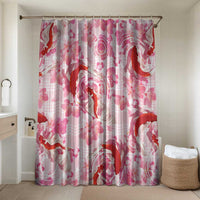 Pink Palaka Hawaii Aloha Bathroom Set Koi Pond Mix Sakura LT7 Shower Curtain Only Pink - Polynesian Pride