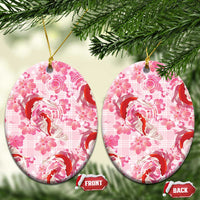 Pink Palaka Hawaii Aloha Ceramic Ornament Koi Pond Mix Sakura LT7 Oval Pink - Polynesian Pride