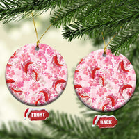 Pink Palaka Hawaii Aloha Ceramic Ornament Koi Pond Mix Sakura LT7 Circle Pink - Polynesian Pride
