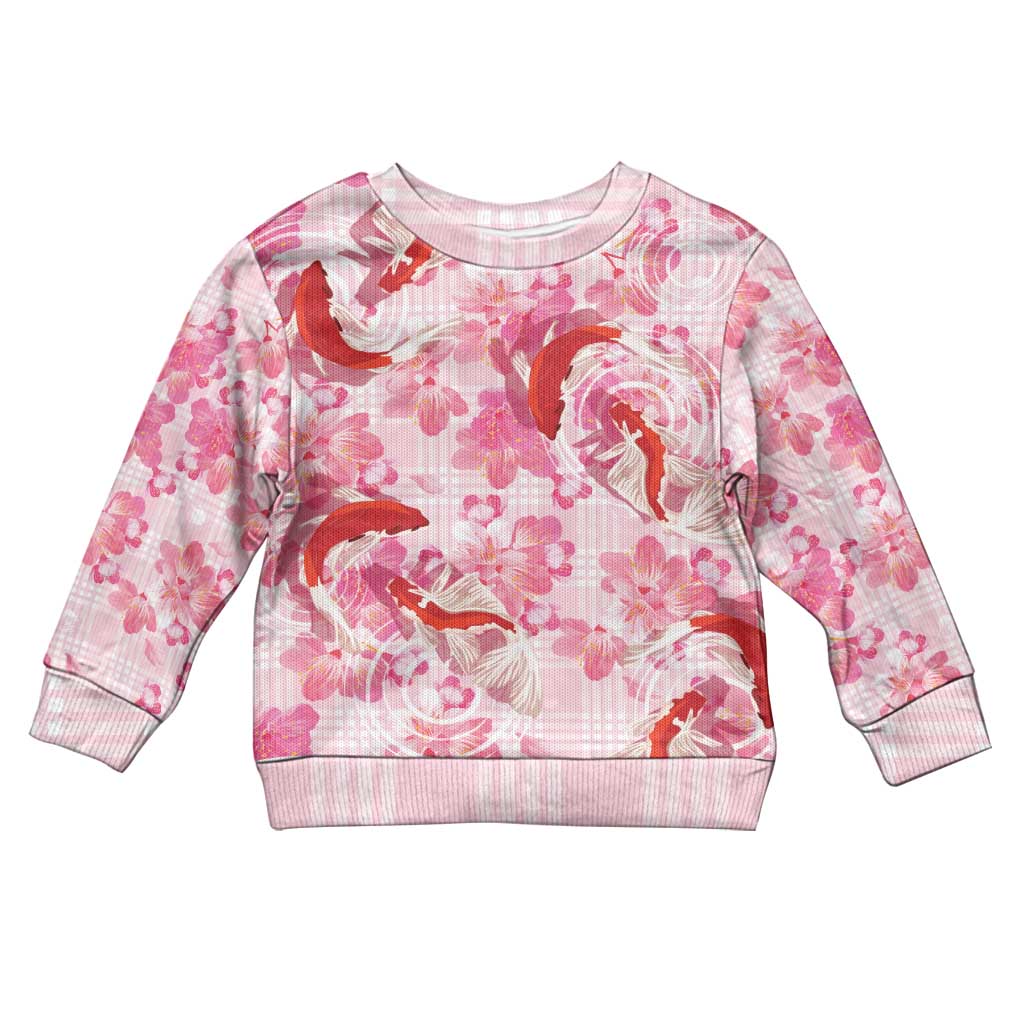 Pink Palaka Hawaii Aloha Kid Ugly Christmas Sweater Koi Pond Mix Sakura LT7 Kid Pink - Polynesian Pride
