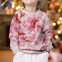 Pink Palaka Hawaii Aloha Kid Ugly Christmas Sweater Koi Pond Mix Sakura LT7 - Polynesian Pride