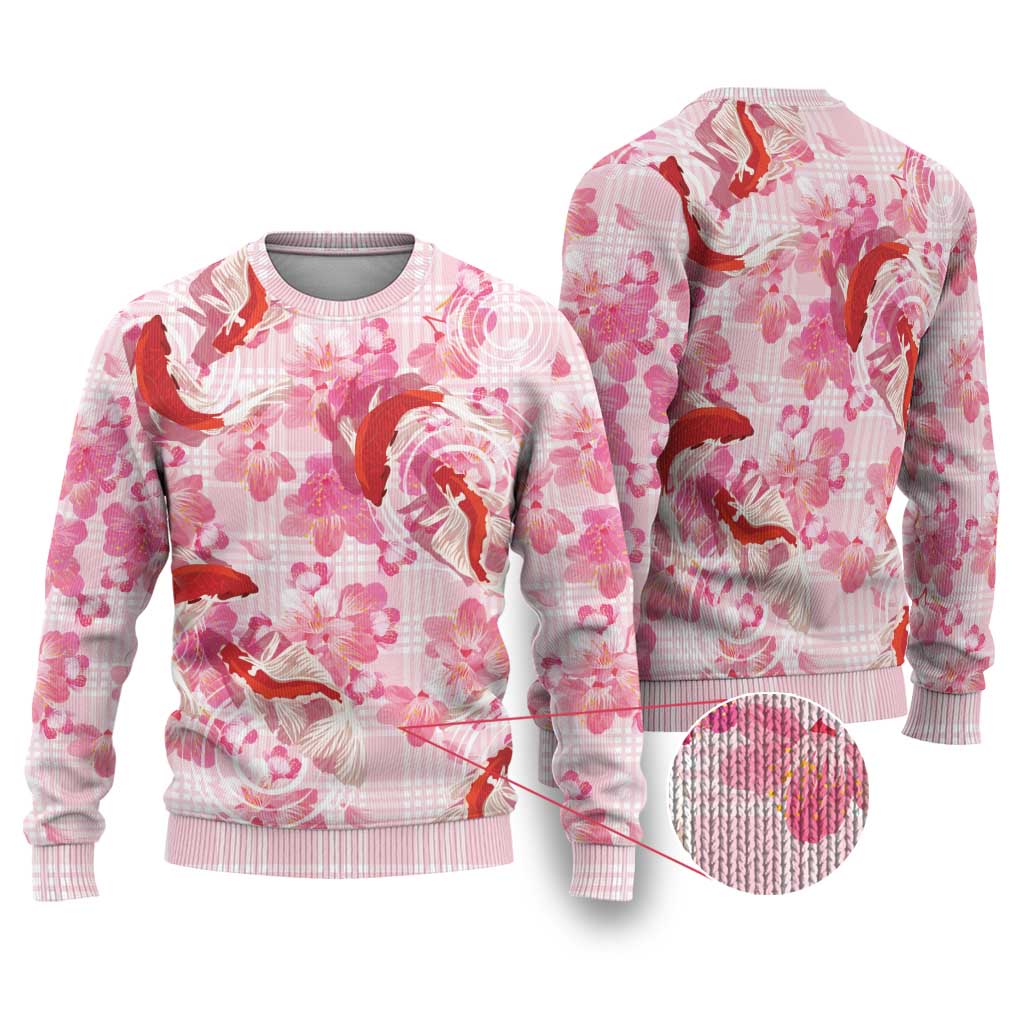 Pink Palaka Hawaii Aloha Ugly Christmas Sweater Koi Pond Mix Sakura LT7 Pink - Polynesian Pride