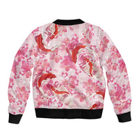 Pink Palaka Hawaii Aloha Sleeve Zip Bomber Jacket Koi Pond Mix Sakura LT7 - Polynesian Pride