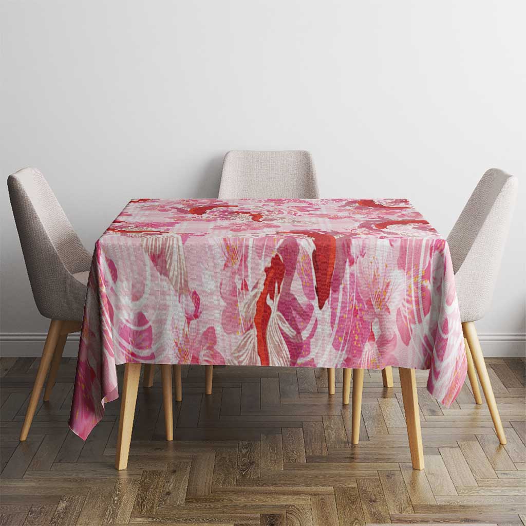 Pink Palaka Hawaii Aloha Tablecloth Koi Pond Mix Sakura LT7 - Polynesian Pride