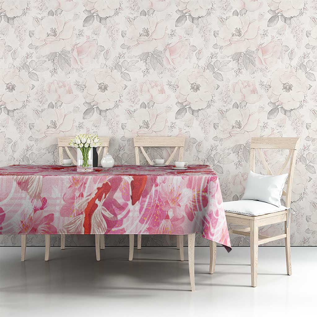 Pink Palaka Hawaii Aloha Tablecloth Koi Pond Mix Sakura LT7 - Polynesian Pride