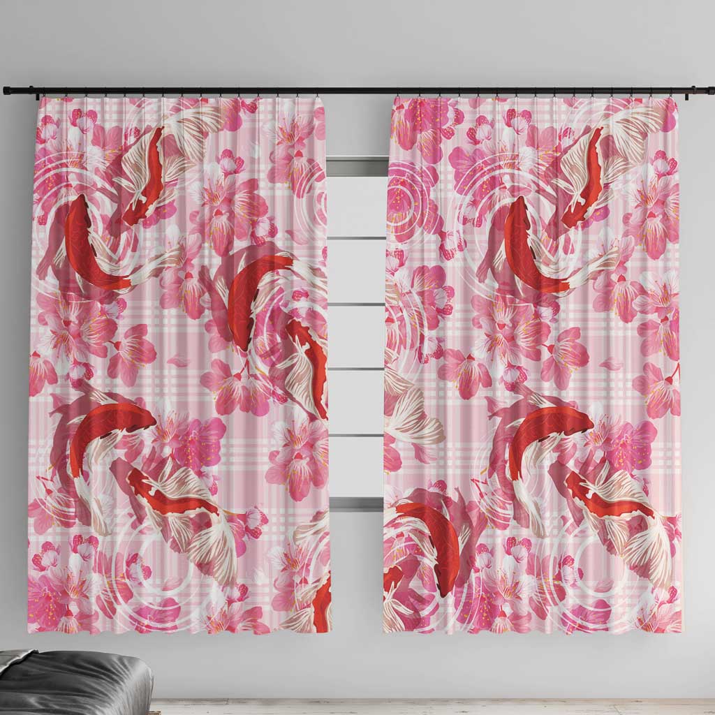 Pink Palaka Hawaii Aloha Window Curtain Koi Pond Mix Sakura LT7 With Hooks Pink - Polynesian Pride