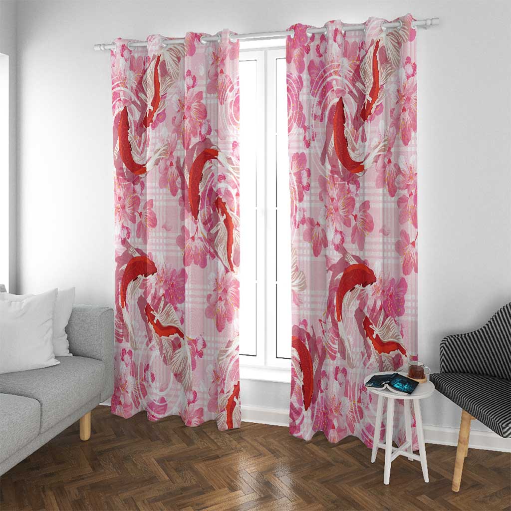 Pink Palaka Hawaii Aloha Window Curtain Koi Pond Mix Sakura LT7 With Grommets Pink - Polynesian Pride