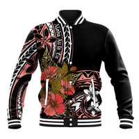 Hawaii Valentine Baseball Jacket Plumeria Aloha Wau Ia Oe LT7 Unisex Pink - Polynesian Pride