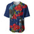 New Zealand Baseball Jersey Tui Couple with Pohutukawa LT7 Blue - Polynesian Pride