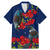 New Zealand Family Matching Mermaid Dress and Hawaiian Shirt Tui Couple with Pohutukawa LT7 Dad's Shirt - Short Sleeve Blue - Polynesian Pride