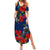 New Zealand Summer Maxi Dress Tui Couple with Pohutukawa LT7 Women Blue - Polynesian Pride