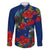 New Zealand Pohutukawa with Tui Birds Family Matching Long Sleeve Bodycon Dress and Hawaiian Shirt Version 2 LT7 Dad's Shirt - Long Sleeve Blue - Polynesian Pride