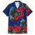 New Zealand Pohutukawa with Tui Birds Family Matching Off Shoulder Long Sleeve Dress and Hawaiian Shirt Version 2 LT7 Dad's Shirt - Short Sleeve Blue - Polynesian Pride