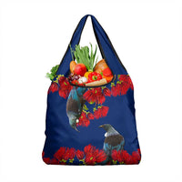 New Zealand Pohutukawa with Tui Birds Grocery Bag Version 2 LT7 1-pack One Size Blue - Polynesian Pride