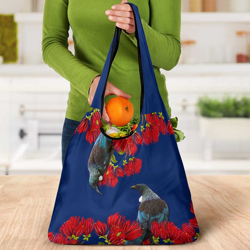 New Zealand Pohutukawa with Tui Birds Grocery Bag Version 2 LT7 - Polynesian Pride