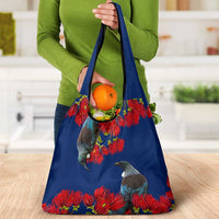 New Zealand Pohutukawa with Tui Birds Grocery Bag Version 2 LT7 - Polynesian Pride