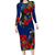 New Zealand Pohutukawa with Tui Birds Long Sleeve Bodycon Dress Version 2 LT7 Long Dress Blue - Polynesian Pride