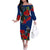 New Zealand Pohutukawa with Tui Birds Off The Shoulder Long Sleeve Dress Version 2 LT7 Women Blue - Polynesian Pride