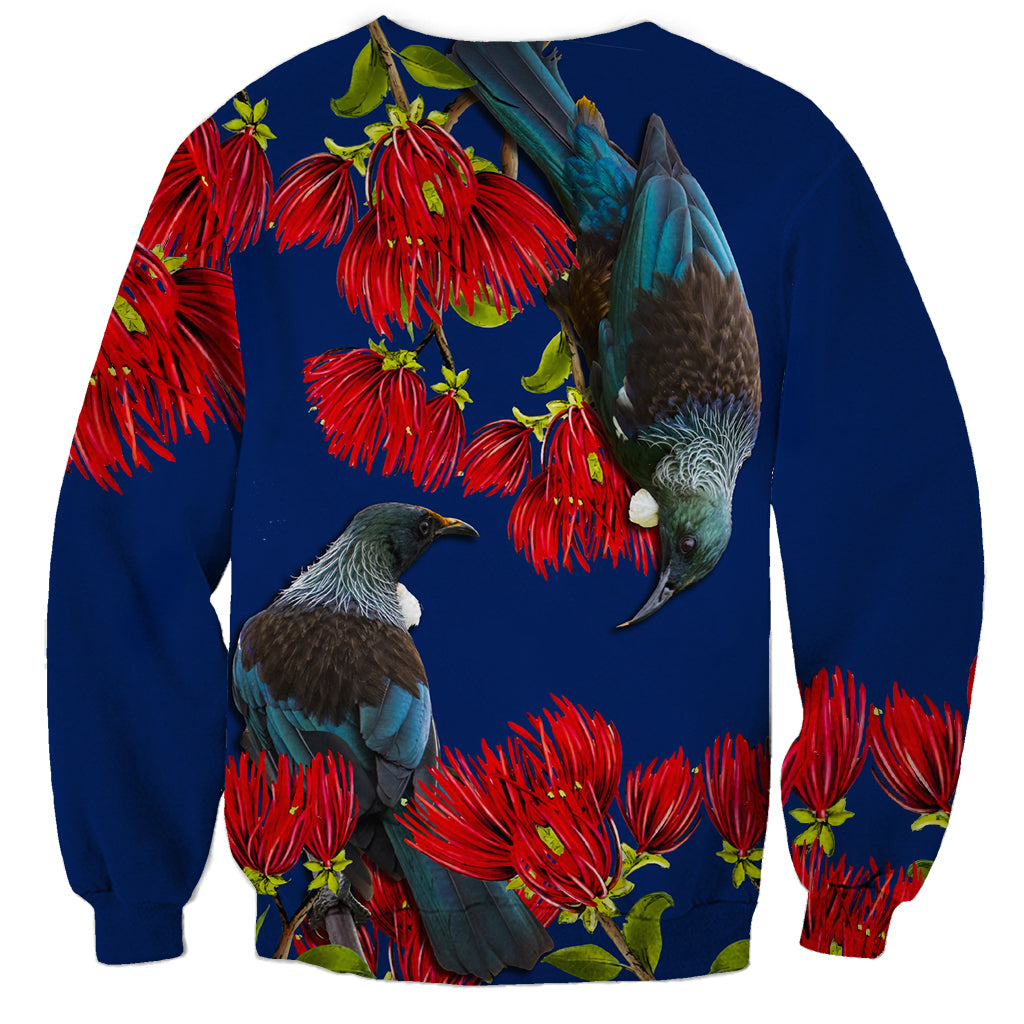 New Zealand Pohutukawa with Tui Birds Sweatshirt Version 2 LT7 - Polynesian Pride