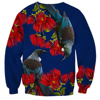 New Zealand Pohutukawa with Tui Birds Sweatshirt Version 2 LT7 - Polynesian Pride