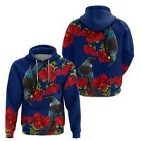 New Zealand Pohutukawa with Tui Birds Zip Hoodie Version 2 LT7 - Polynesian Pride