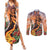 Hawaii Women's Day Tribal Couples Matching Summer Maxi Dress and Long Sleeve Button Shirt Pele Honua Mea