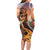 Hawaii Women's Day Tribal Family Matching Long Sleeve Bodycon Dress and Hawaiian Shirt Pele Honua Mea